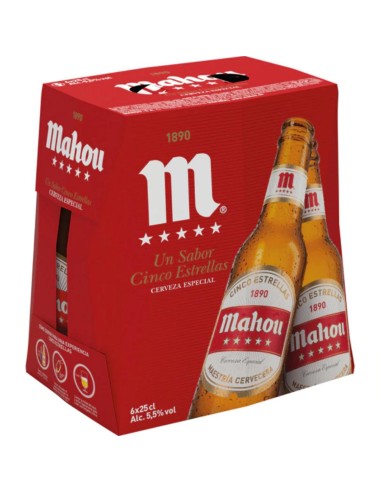 CERVEZA MAHOU 5 ESTRELLAS PK-6 250 ML