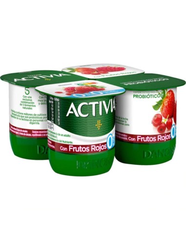 DANONE ACTIVIA DESNATADO CON FRUTAS ROJAS PK-4