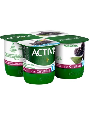 DANONE ACTIVIA DESNATADO CON CIRUELA X4