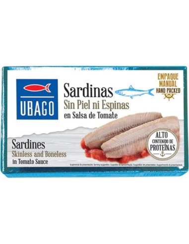 SARDINAS UBAGO SIN PIEL Y ESPINA TOMATE